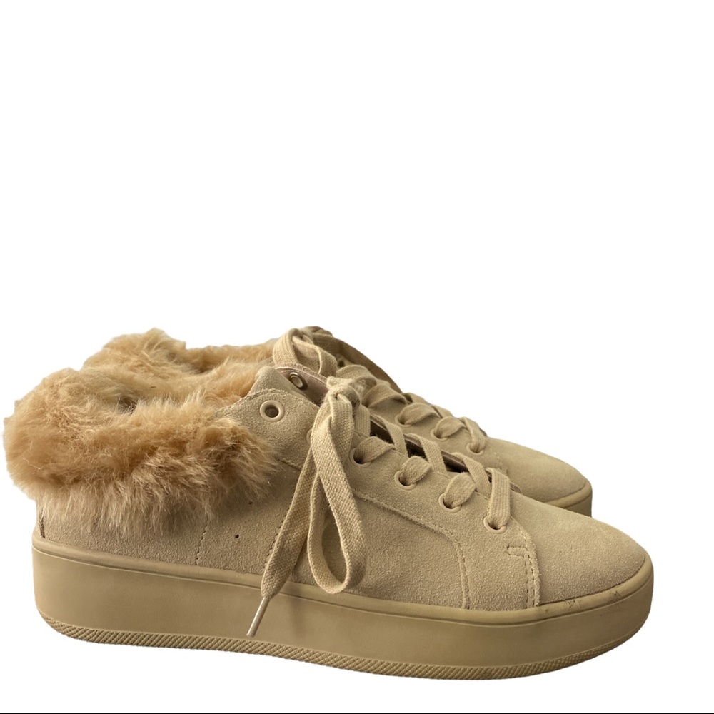 ☃️Steve Madden "Brenner" Tan Multi Fur Sneaker Size 8M